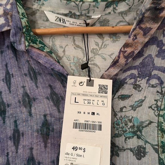 NWT Zara Patchwork Printed Shirt - Picture 3 of 4